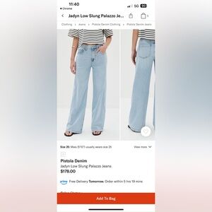 Pistola Blue Flare Wide Leg Jeans